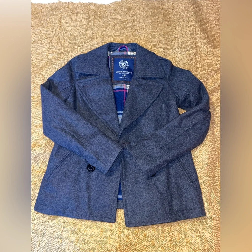 Charcoal Grey Wool Blend American Eagle Peacoat - Picture 2 of 11